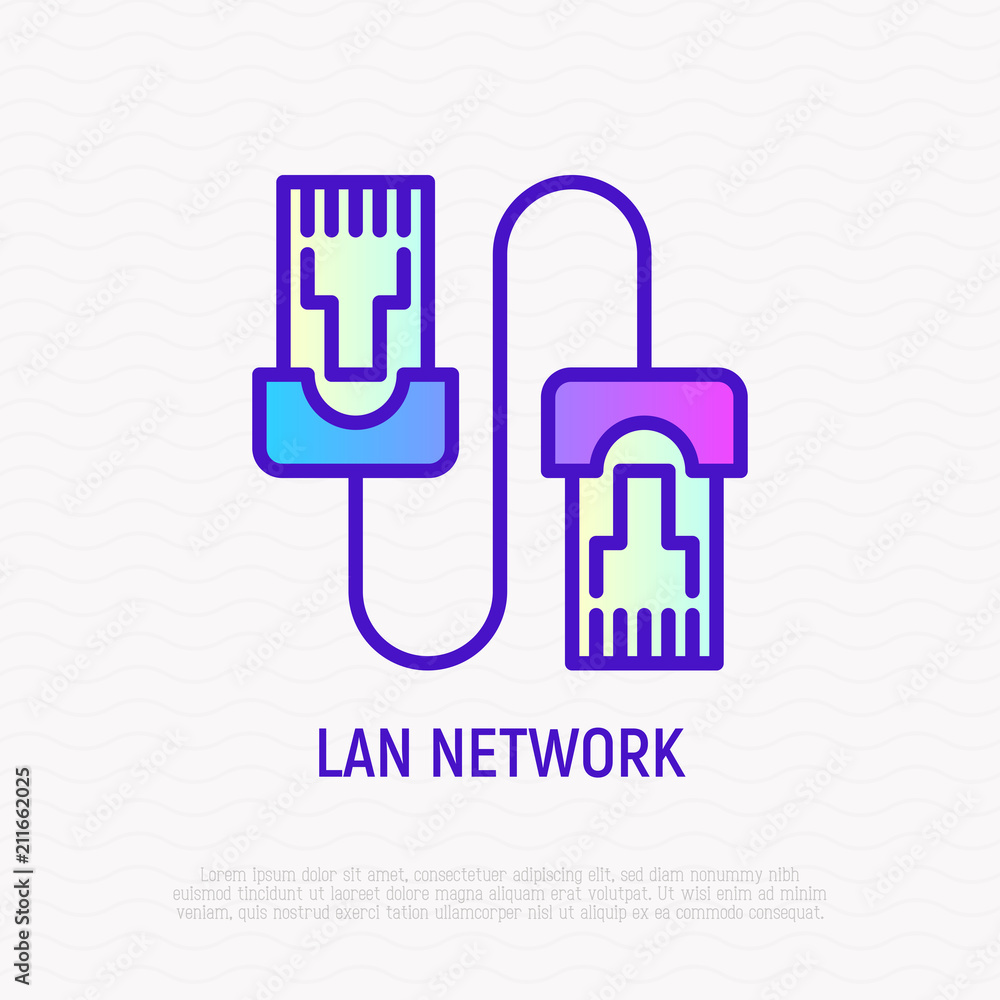 Poster patch cable thin line icon. modern vector illustration of lan network.