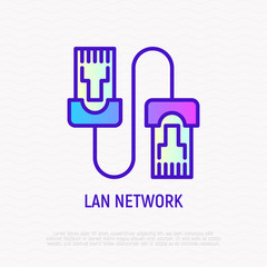 Patch cable thin line icon. Modern vector illustration of LAN network.