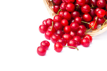red ripe cherry on a background