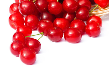 red ripe cherry on a background