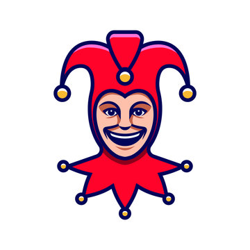 Joker head. Jester icon. Buffoon logo