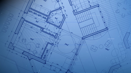 vector architectural plan - abstract architectural blueprint of a modern residential building / technology, industry, business concept illustration: real estate, building, construction & architecture