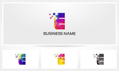 Colorful Letter E Pixel Eroded