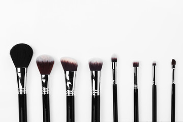 Brushes set for make up on white background.