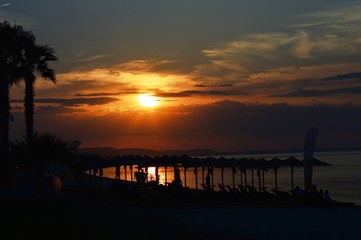 sunset on the seashore
