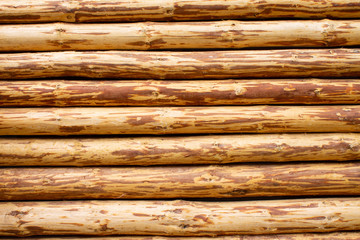 close-up of wooden logs