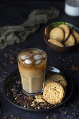 Ice coffee in a glass