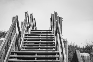 outdoor wood stairs in park for workout and exercise 