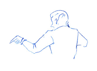 Sketch of the directing orchestra conductor. Pencil drawing. © Natali_Mias