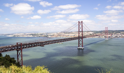 Bridge over the Tagus river in Lisbon (Portugal)