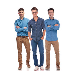 happy casual team of three confident men