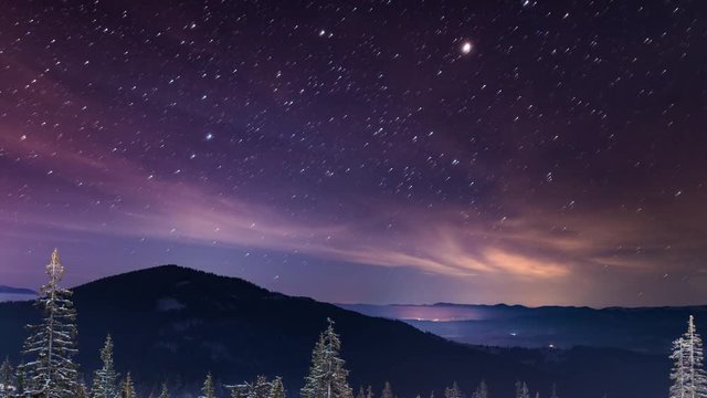 Starry time lapse in Carpathian Mountains