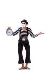Mime in time management concept isolated on white background 