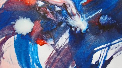 Colour ink flows on paper