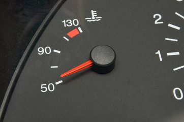 the instrument panel in the car, the speed dial on the dashboard