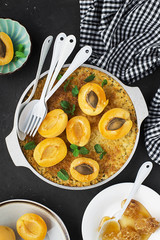 Semolina cake with apricots and honey