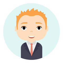 Man Avatar with Smiling faces. Male Cartoon Character. Businessman. Handsome Ginger People Icon. Office Workers.