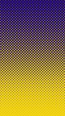 Halftone gradient pattern vertical vector illustration. Yellow dotted, blue halftone texture. Pop Art halftone, comics Background. Background of Art. Phone application yellow blue background. AI10