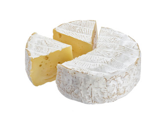 Camembert cheese isolated on white background with clipping path
