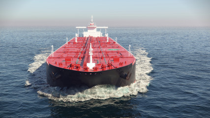 oil tanker floating in the ocean, 3d illustration - obrazy, fototapety, plakaty