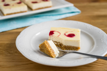strawberry cheesecake on a plate