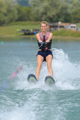 Woman on water skis