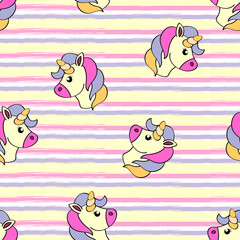 Seamless pattern with unicorns