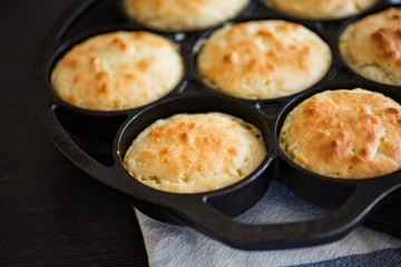 Biscuits in Mini Lodge Cast Iron Cake Pan