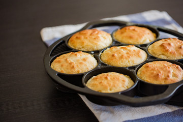 Biscuits in Mini Lodge Cast Iron Cake Pan