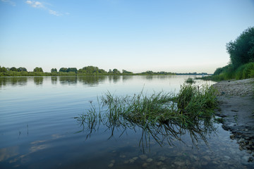 early morning on the river, water view