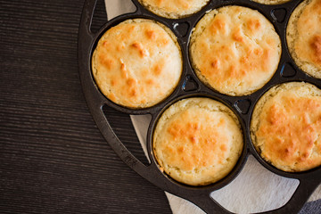 Biscuits in Mini Lodge Cast Iron Cake Pan