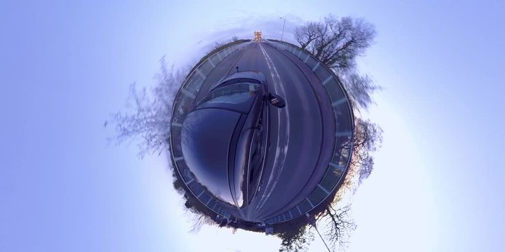 Driving over the Menai Bridge in North Wales towards Anglesey - United Kingdom