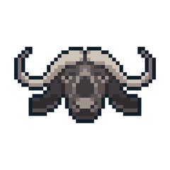 Obraz premium Pixel art vector buffalo isolated on white background.