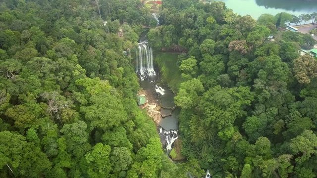flycam shows nature reserve canyon among jungle