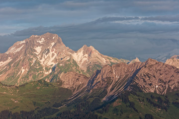 Lechquellengebirge mountains sunset from Furkajoch pass