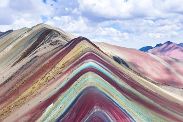 Foto op Canvas Regenboogbergen, Cusco, Peru. Vinicunca, 5200 m in Andes, Cordillera de los Andes, regio Cusco in Zuid-Amerika. Montana de Colores © eteri