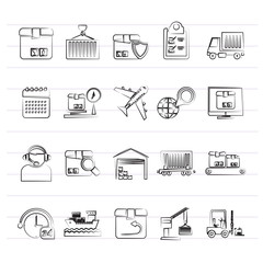 Logistics, delivery, transportation and cargo icons - vector icon set