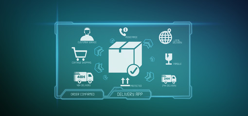 Logistic delivery application screen 3d rendering