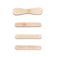 Wooden ice cream sticks isolated on white background.
