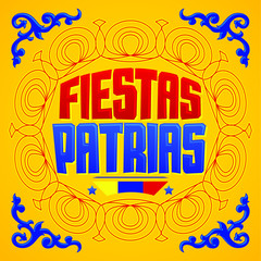 Fiestas Patrias, National Holidays spanish text, Colombia theme patriotic celebration banner, Colombian flag colors