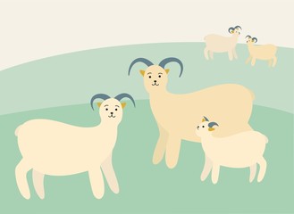 mountain goats simple cute vector illustration