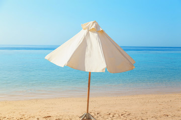 white beach umbrella