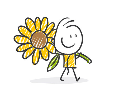 Strichfiguren / Strichmännchen: Sonnenblume. (Nr. 275)