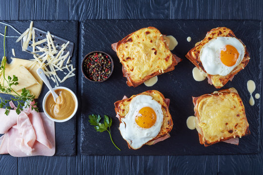 french toasts croque monsieur and croque madame