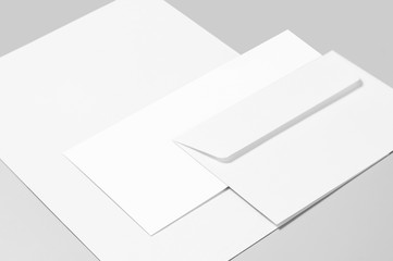 Blank stationery: sheet of paper and two envelopes