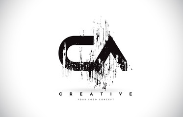 CA C A Grunge Brush Letter Logo Design in Black Colors Vector Illustration.