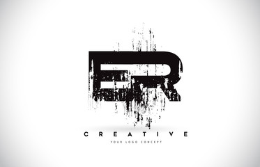 ER E R Grunge Brush Letter Logo Design in Black Colors Vector Illustration.