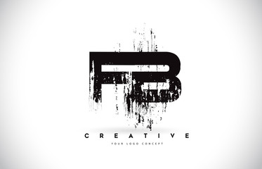FB F B Grunge Brush Letter Logo Design in Black Colors Vector Illustration.