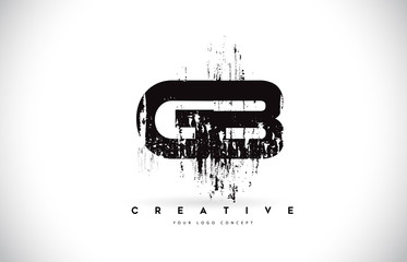 GB G B Grunge Brush Letter Logo Design in Black Colors Vector Illustration. - obrazy, fototapety, plakaty