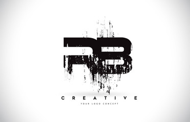 RB R B Grunge Brush Letter Logo Design in Black Colors Vector Illustration.